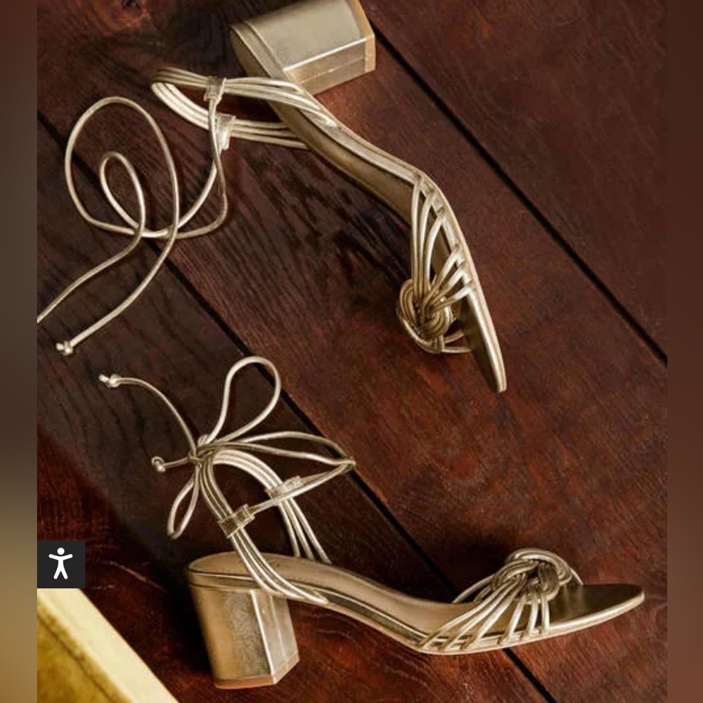 Boden Knot Detail Heel Sandals in gold